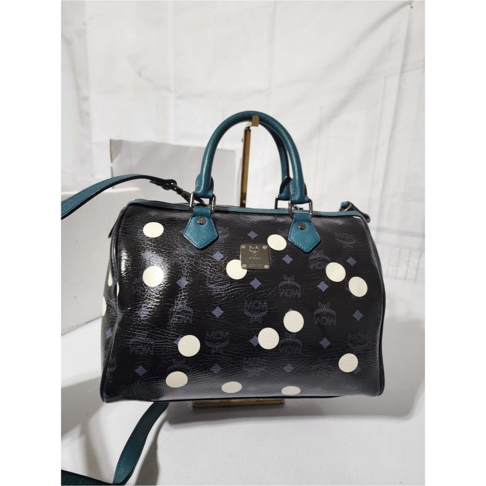 MCM Craig & Karl Snowdome Boston Bag Black/Green - Picture 3 of 16